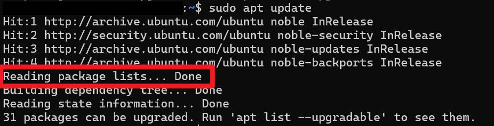 在Ubuntu (WSL)上执行apt命令时输出的英文日志